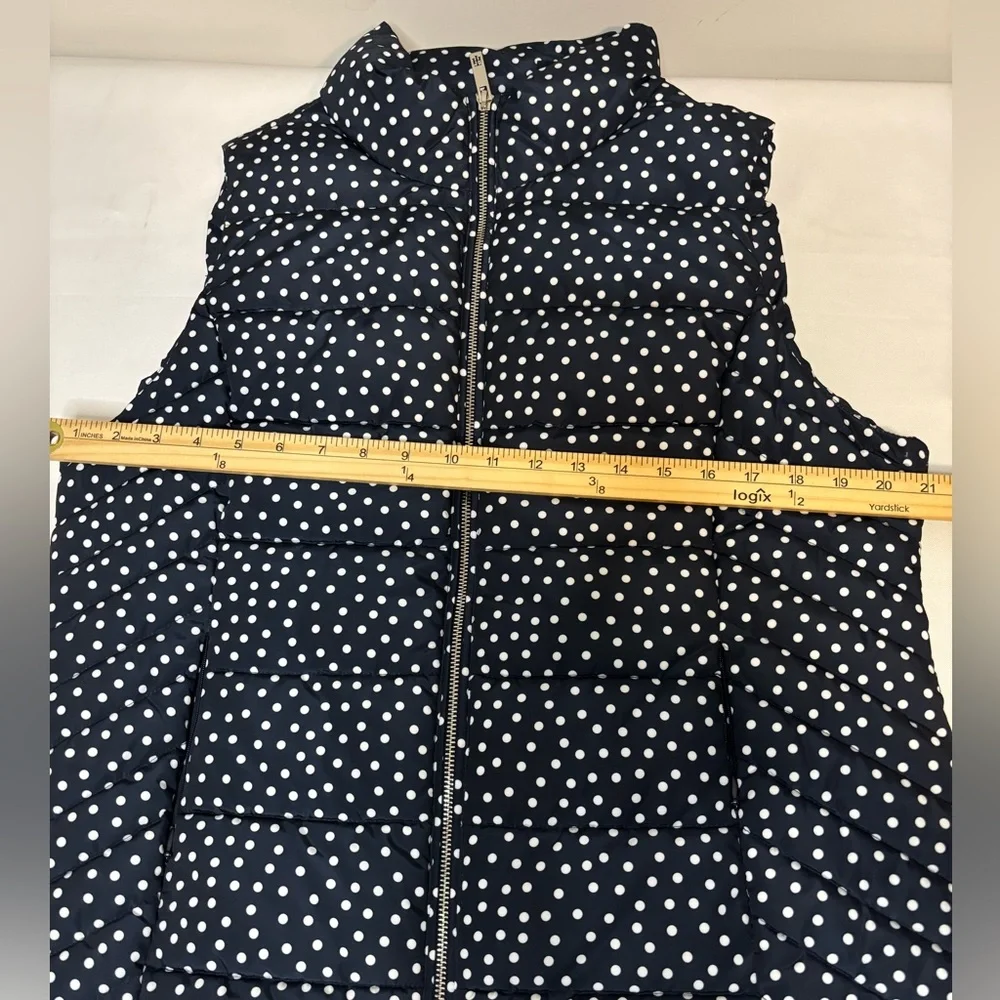 NEW WOMENS TOMMY HILFIGER NAVY BLUE AND WHITE POLKA DOT PUFFER VEST SZ L - Picture 15 of 15